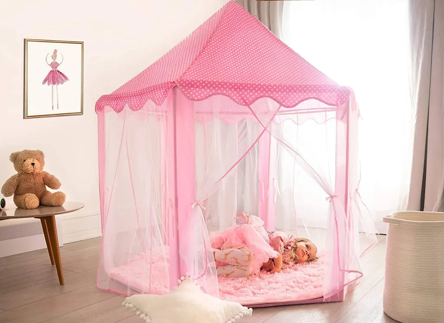 Portable Kids Toy Tipi Tent | Charming Pink Playhouse for Girls