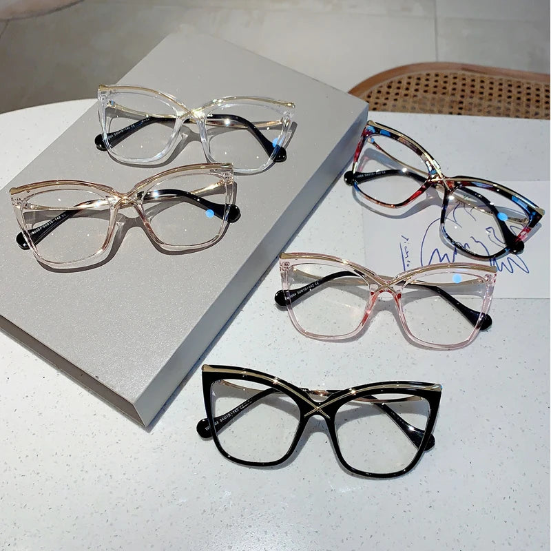Trendy Oversized Cat Eye Eyeglasses | Vintage Blue Light Blockers