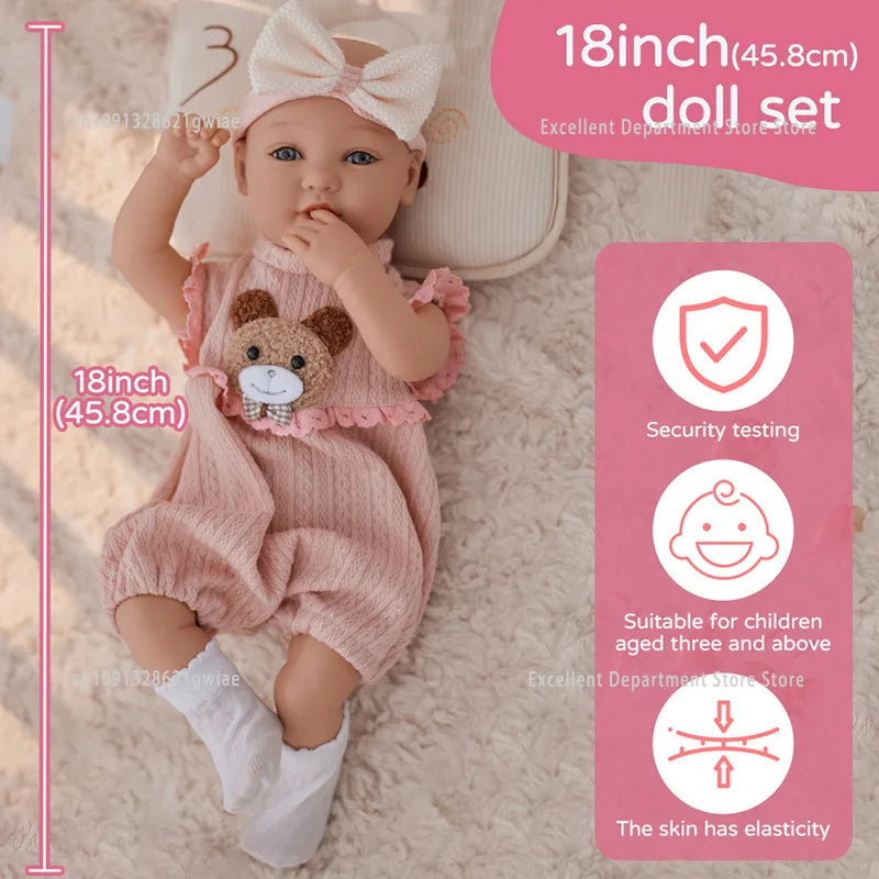 18-Inch Realistic Reborn Doll | Soft Body Baby Doll for Kids