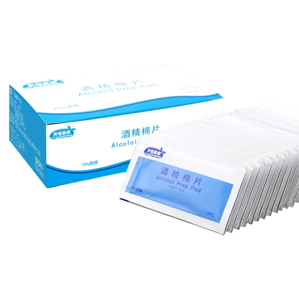 50/100pcs Alcohol Prep Pads Disinfectant Swabs Wipes Cleaner 70%-80% Alcohol Content for Mobile Phone Camera Utensils Cleaning