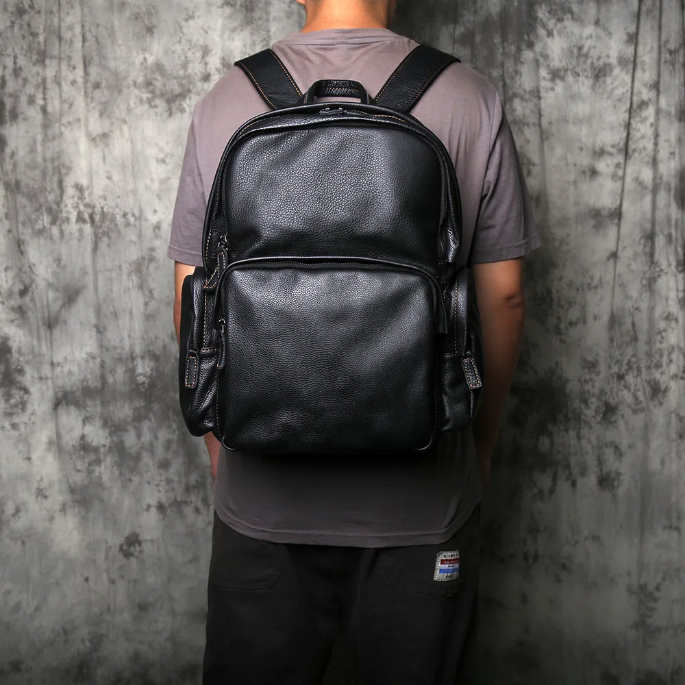 Stylish Leather Men's Backpack for Travel & School | 16-Inch Laptop Bag