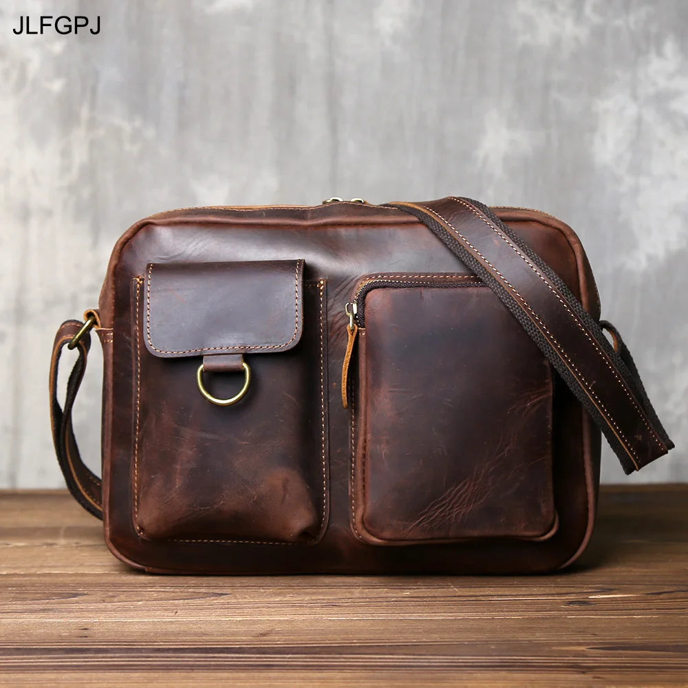 Retro Handcrafted Leather Men's Crossbody Bag | Versatile Fashion