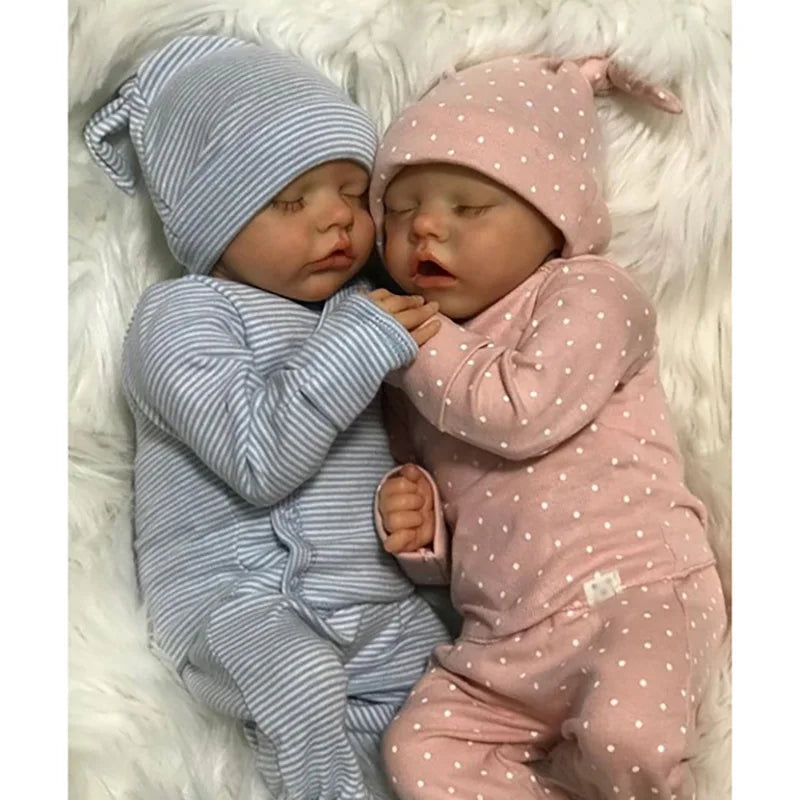 Muñecas Gemelas Reborn Bebé Dormido | Juguete Realista de Silicona de Cuerpo Completo
