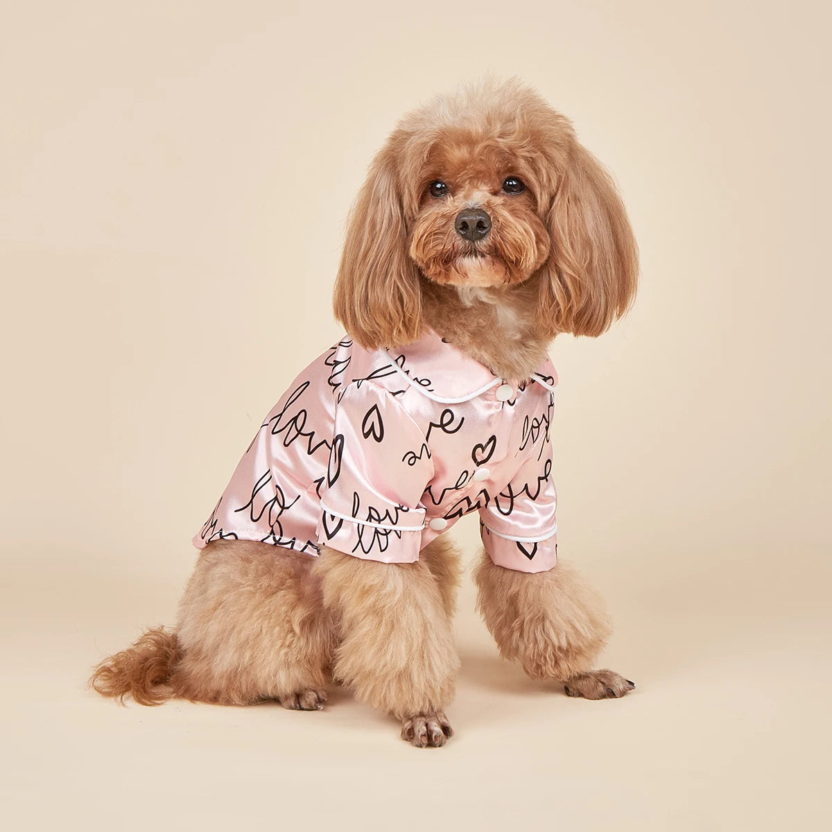 Soft Dog Heart Pattern Shirts | Comfortable Pet Pajamas for Small Dogs
