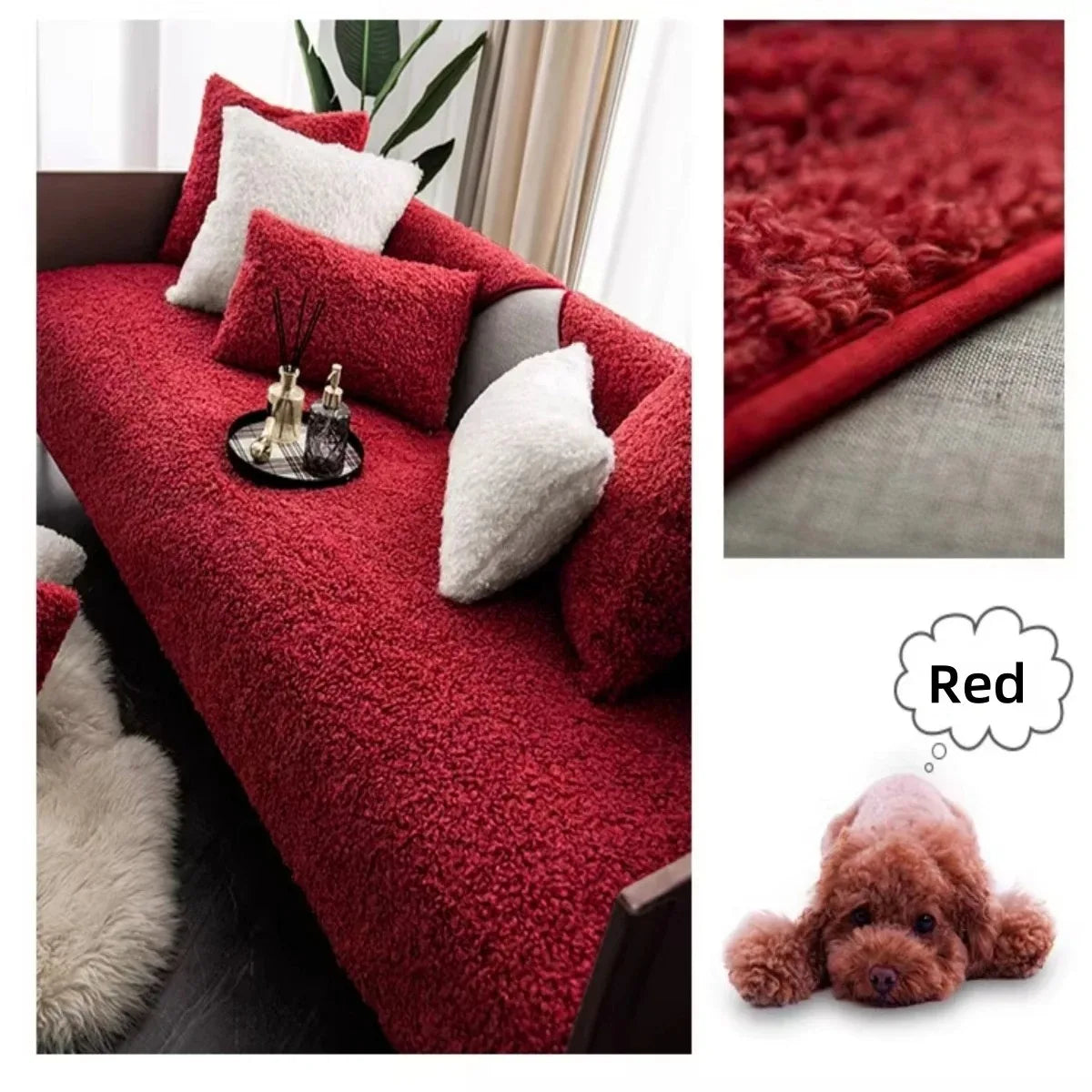 Thick Soft Fluffy Curling Sofa Cover | Anti-Slip Slipcover