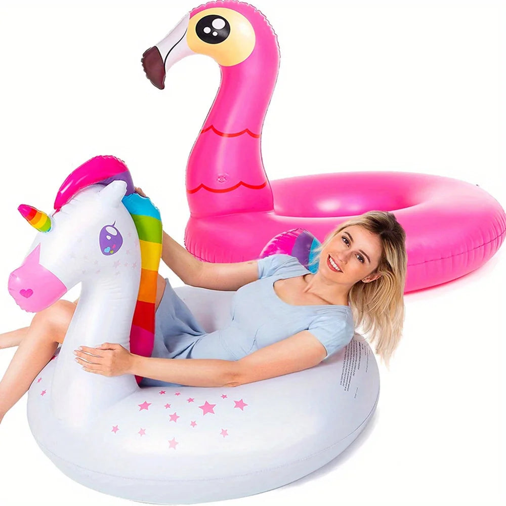 2Pack Fun Inflatable Flamingo Unicorn Pool Floaties for Kids