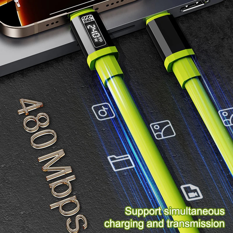 240W USB C Cable With Power Display | Fast Charging Cord