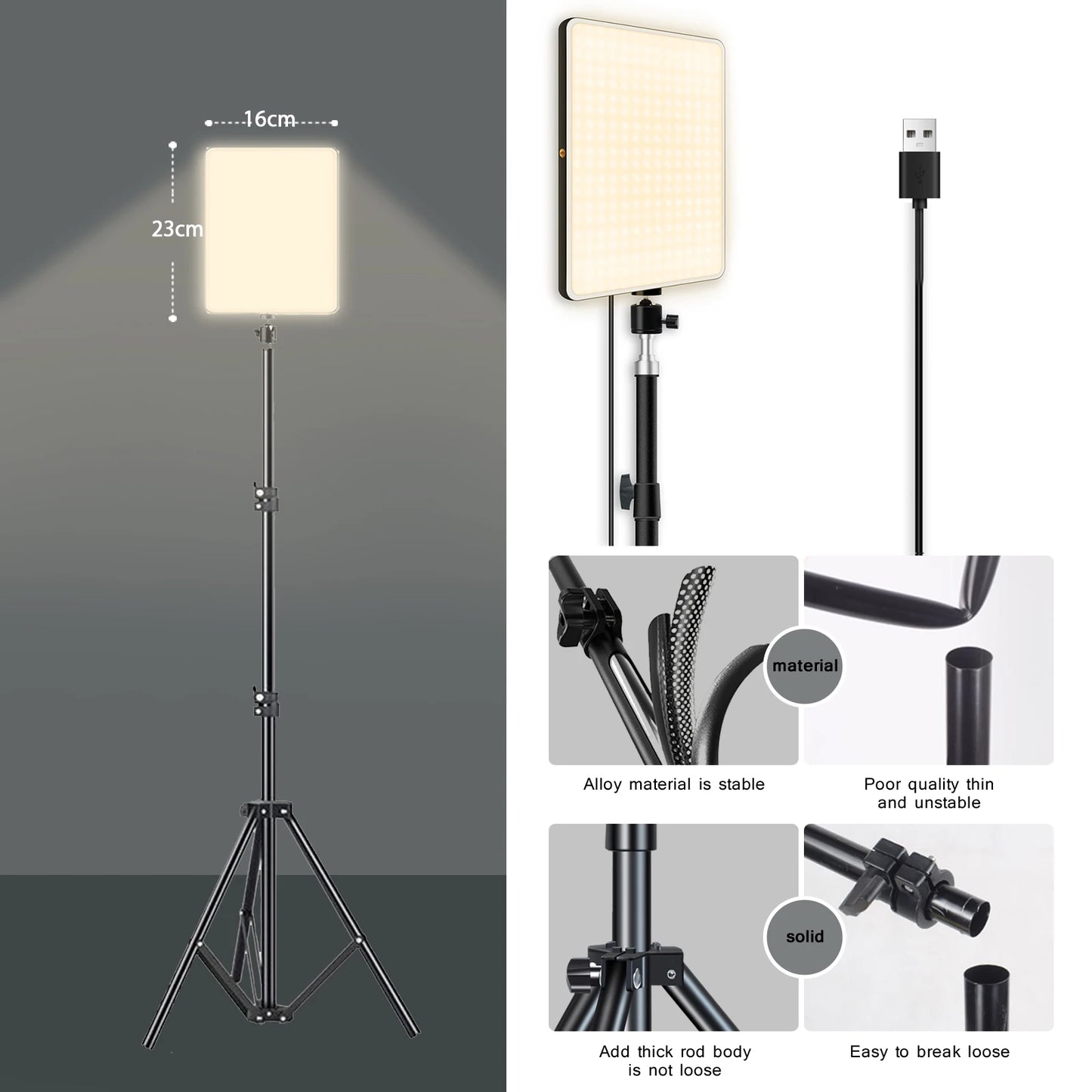 LED Video Lights for Live Streaming & Photography | Adjustable Tripod