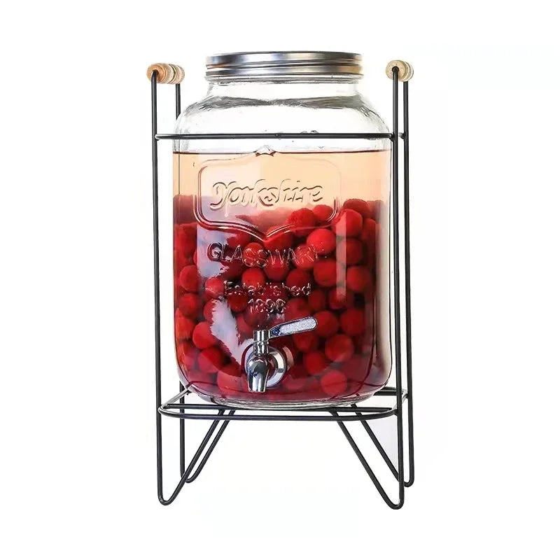 Elegant 4L Glass Beverage Dispenser with Stand & Tap