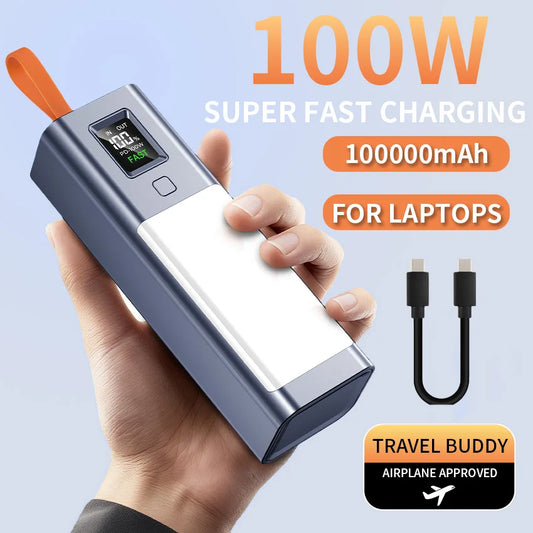100W Power Bank 100000mAh with Headlamp | Fast Charging External Battery