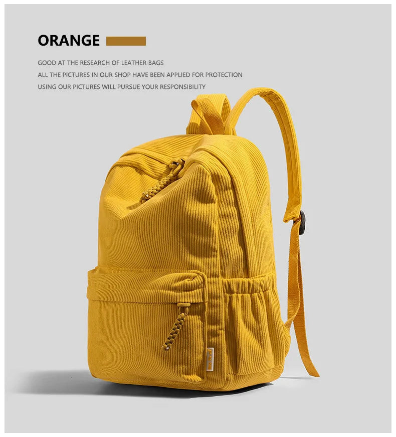 Stylish Neutral Corduroy Backpack | Versatile Large Capacity Daypack