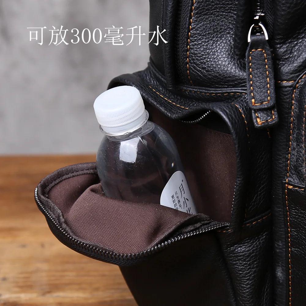 Stylish Leather Men's Backpack for Travel & School | 16-Inch Laptop Bag