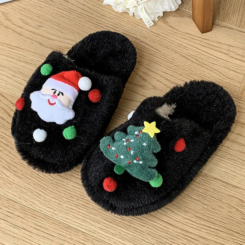 Christmas Kids Plush Slippers | Warm Cotton Indoor Shoes