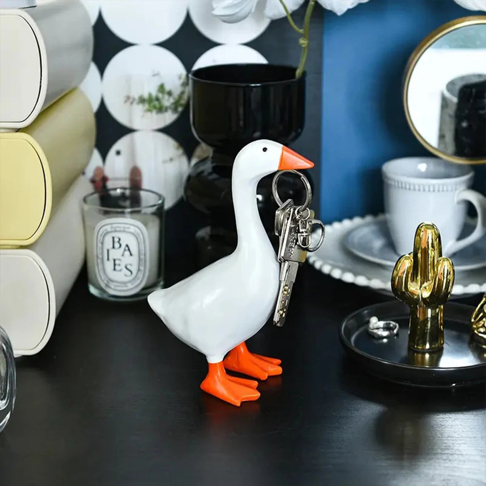 Kawaii Magnetic Silly Goose Figurine | Cute Resin Statue Decor