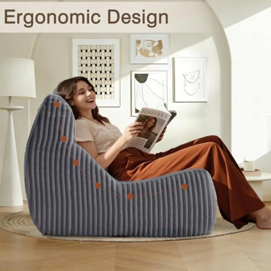 Comfortable Grey Bean Bag Chair | Cozy Floor Sofa for Any Room
