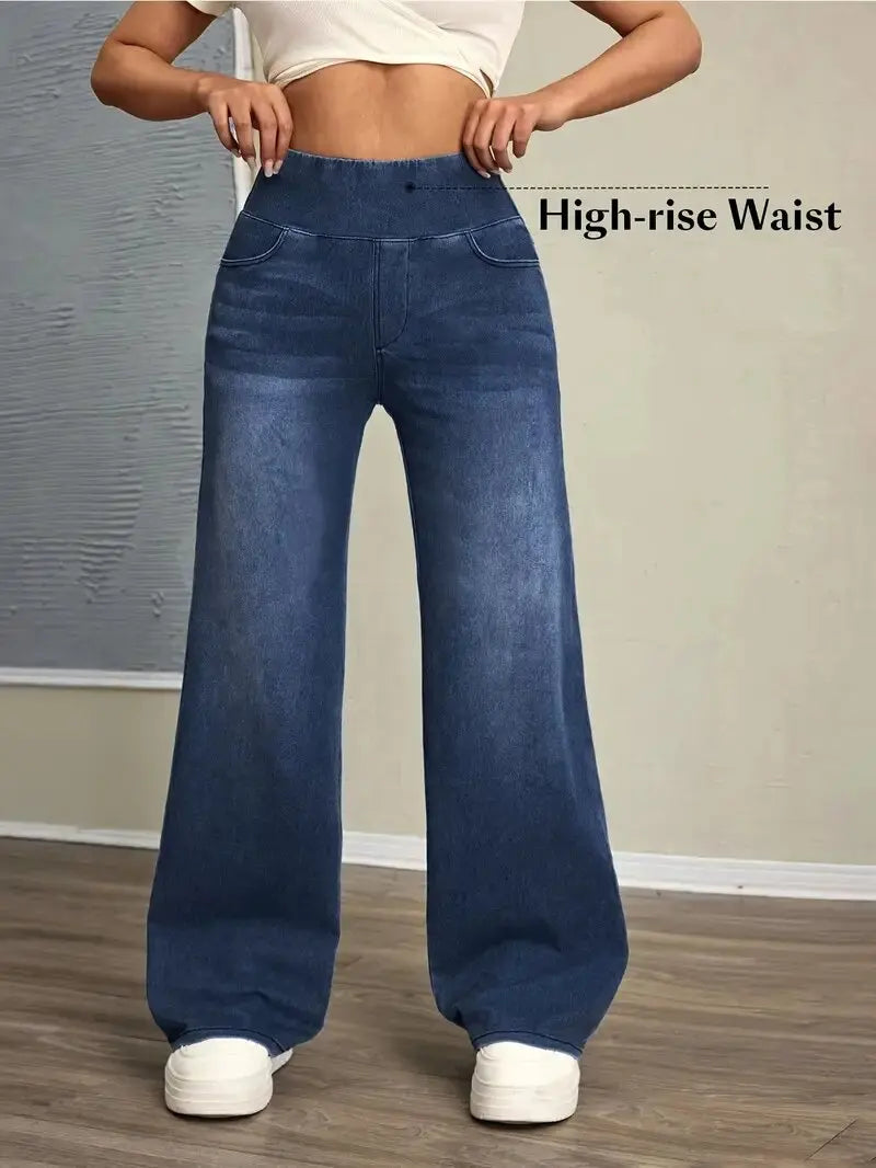 Women's High Stretch Loose Straight-Leg Jeans | Trendy & Comfortable