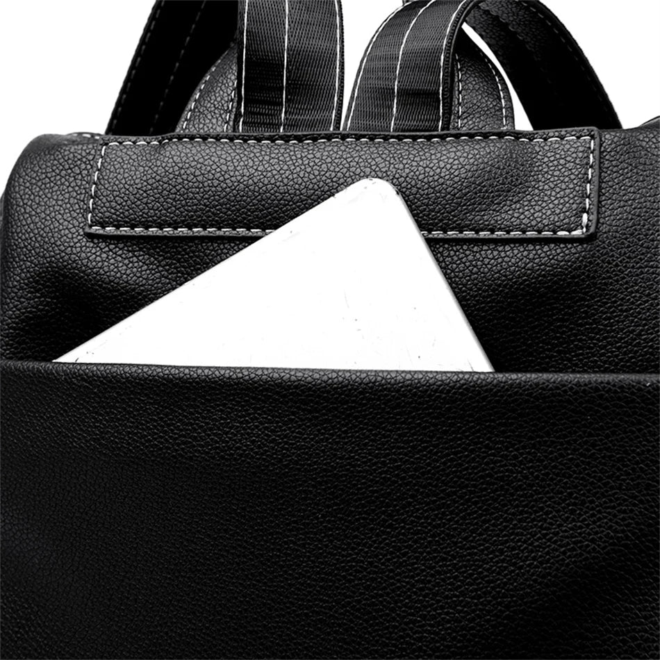 Mochila de cuero impermeable elegante para estudiantes jóvenes | Duradera y a la moda