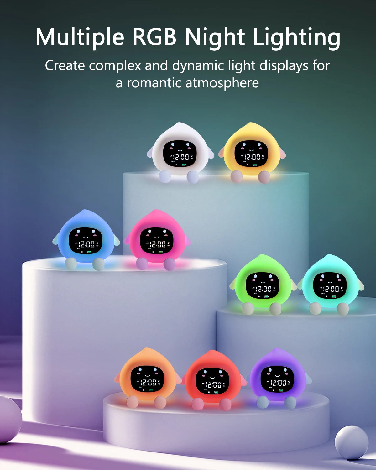 Kids Sleep Training Alarm Clock with Color Night Light & Child Lock