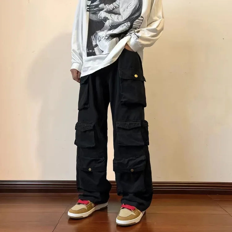 Men's Vintage Loose Wide Leg Cargo Pants | Stylish Streetwear