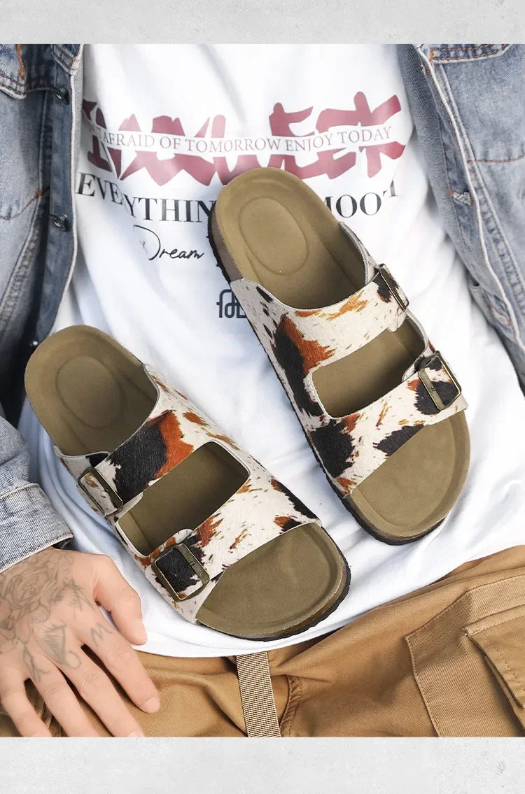 Summer Bestseller Cork Men's Flip-flops | Anti-slip Leopard Print Sandals