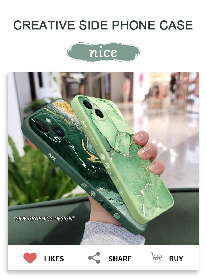 Marble Texture Phone Case For iPhone 16 16E 15 14 13 12 11 X XR XS SE2 SE2020 8 7 6 6S Plus Pro Max Mini Silicone Cover