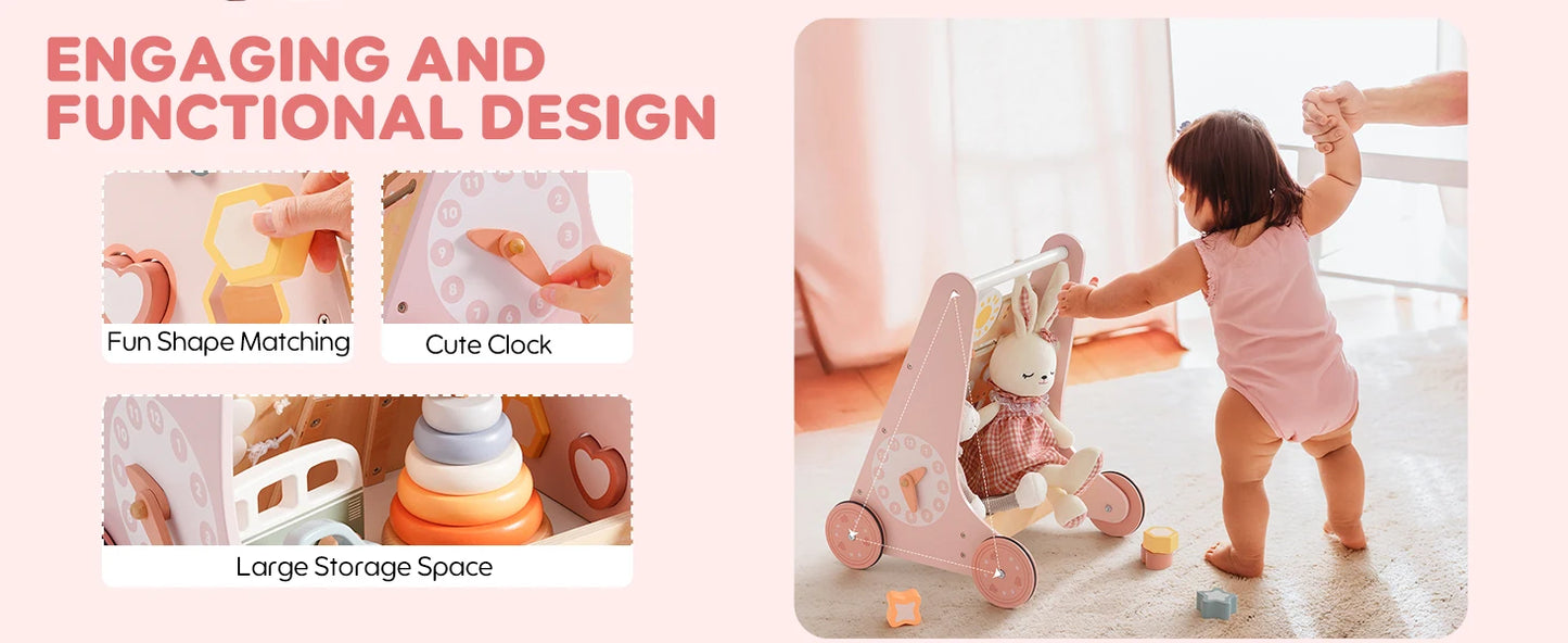 Wooden Baby Walker with Activity Center | Engaging Montessori Toy