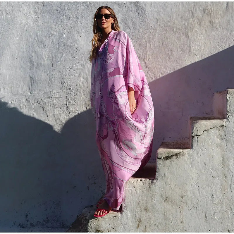 Stylish Oversized Women's Print Kaftan Maxi Dress for Summer