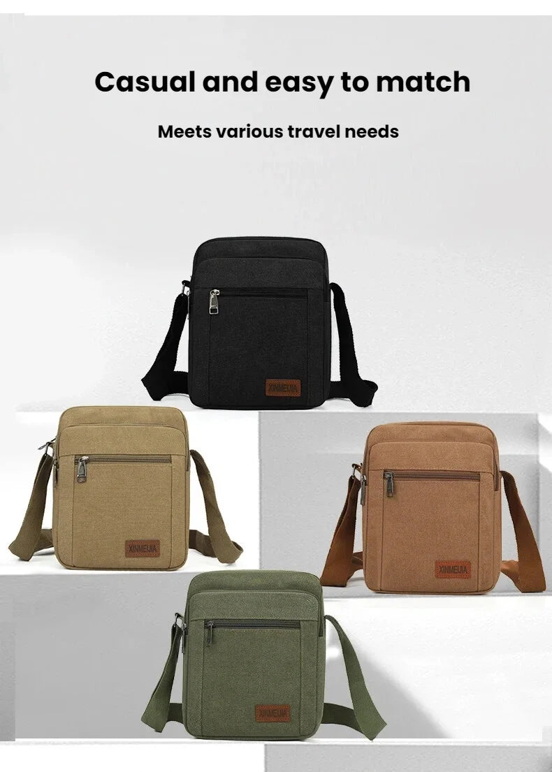 Bolsos de Hombro Cruzados de Lona Duradera para Hombres | Estilo Vintage