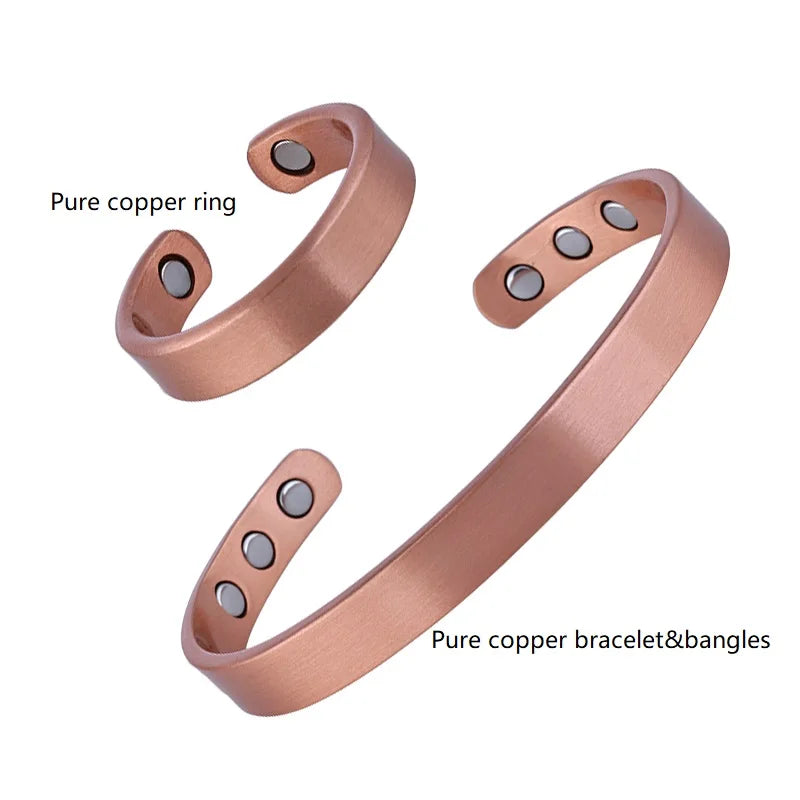 Pure Copper Magnetic Bracelets & Rings for Health & Style