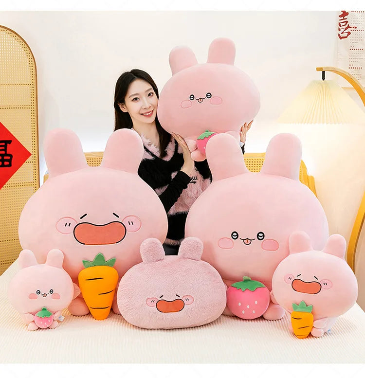 Large Pink Rabbit Plush Toy | Funny Expression Kids Stuffed Animal