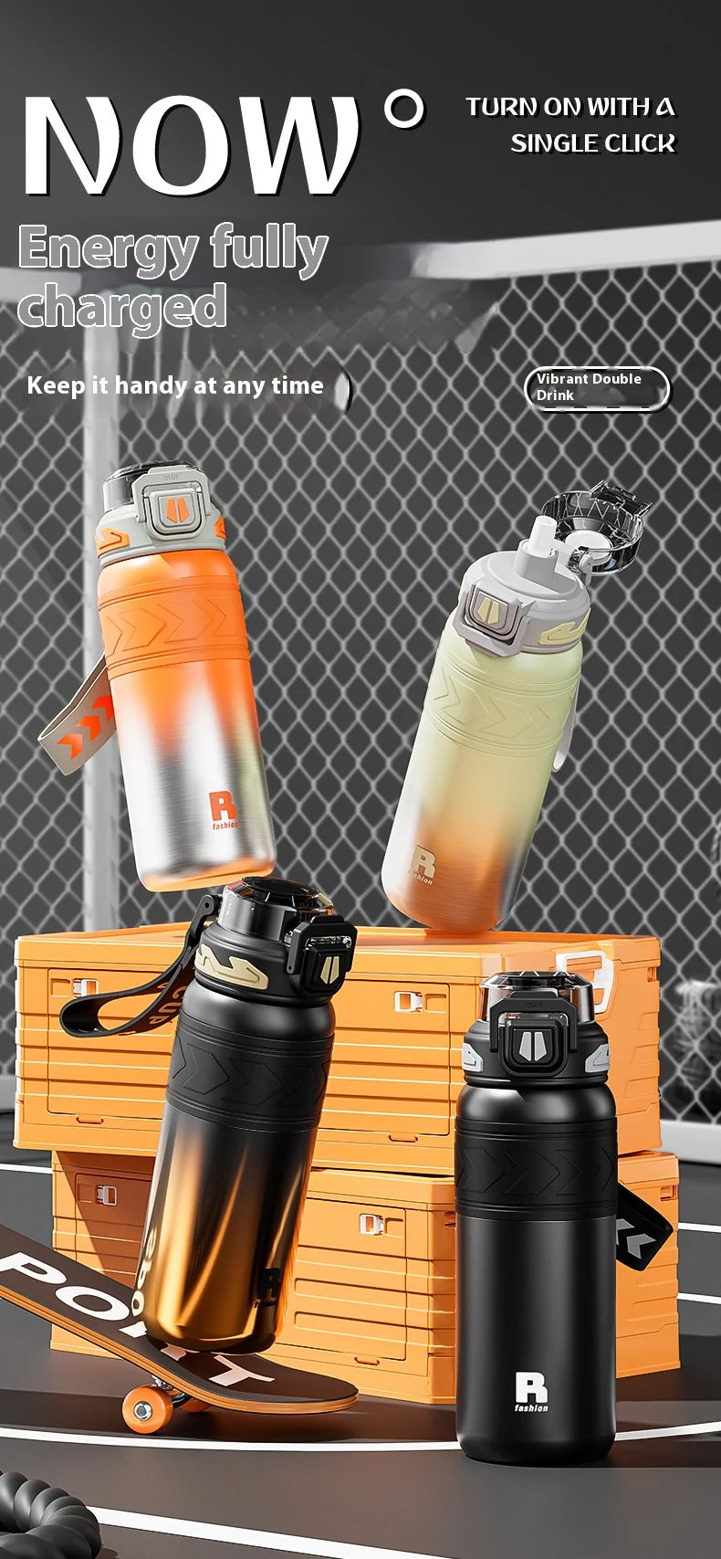 Large-Capacity Sports Straw Water Bottle | Portable Stainless Steel Cup