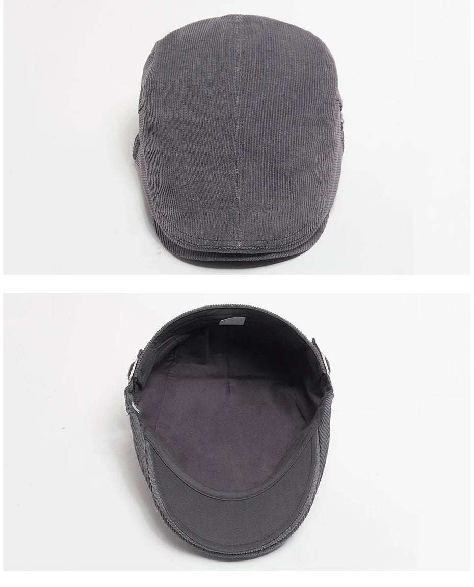 Unisex Corduroy Beret Hat | Vintage Newsboy Cap for All Seasons
