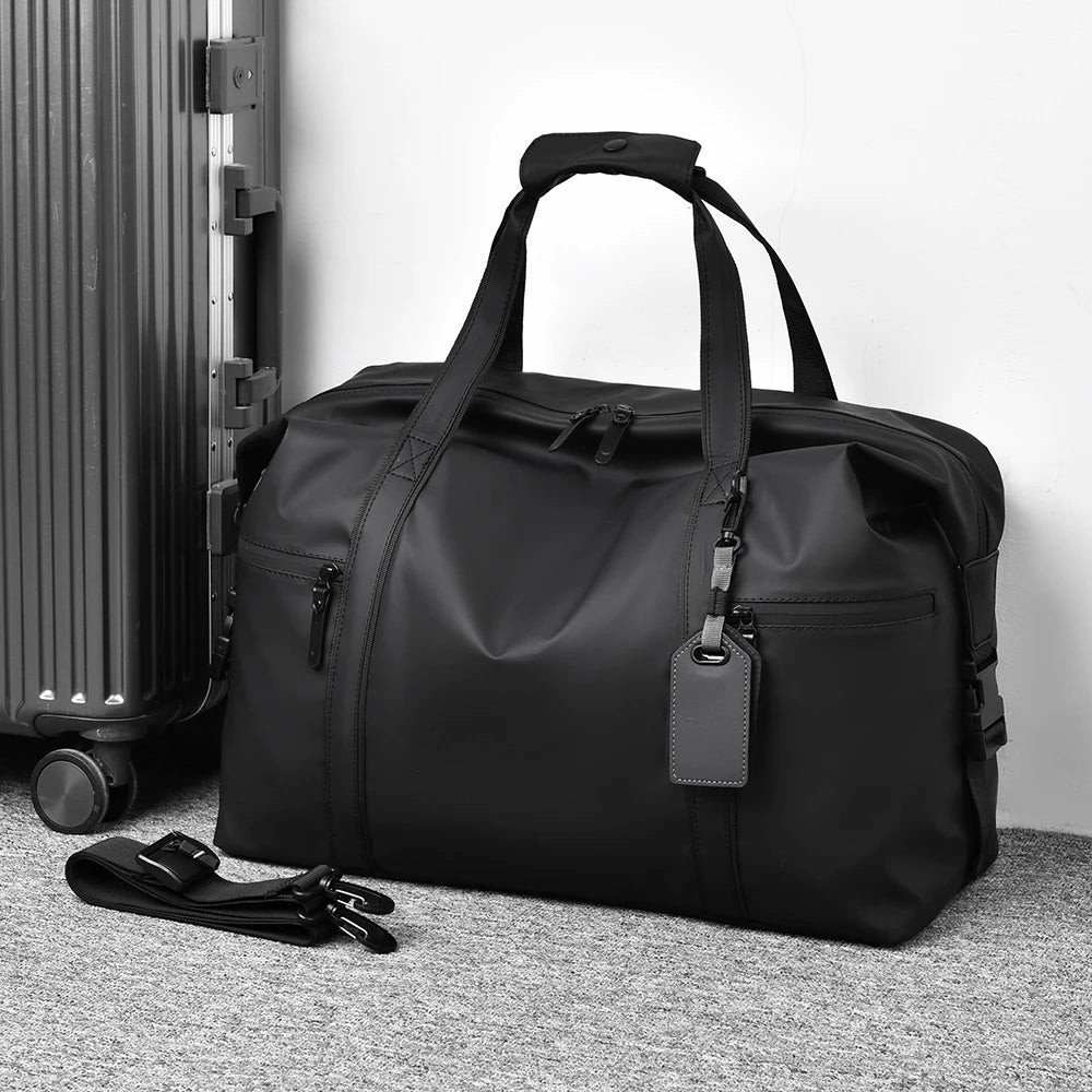 Men's Black Gym Bag | Adjustable Shoulder Duffel for Travel & Sports