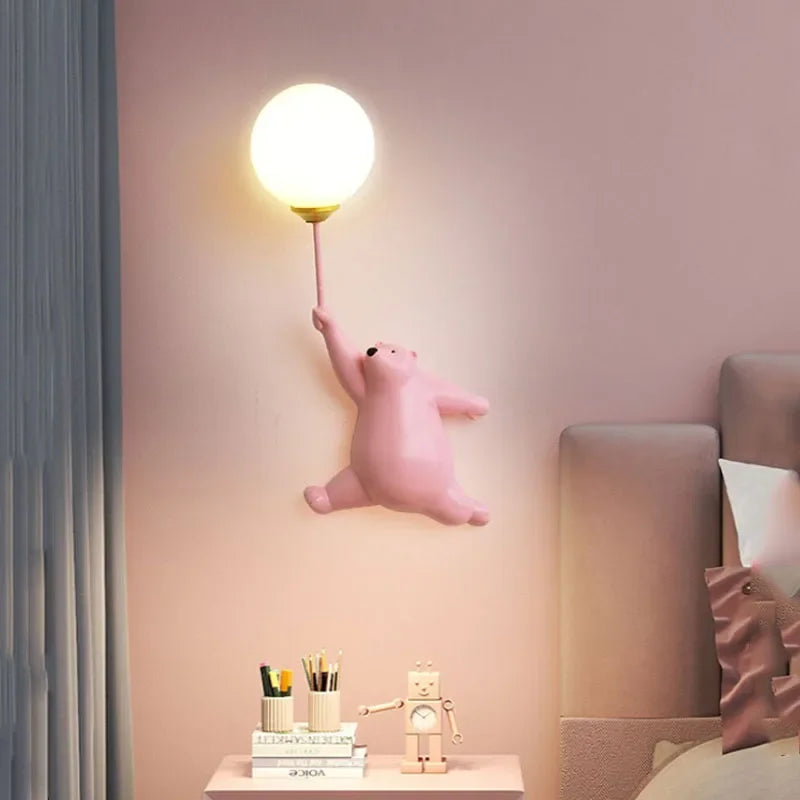 Cartoon Polar Bear LED Sconce Light | Fun Bedroom Decor