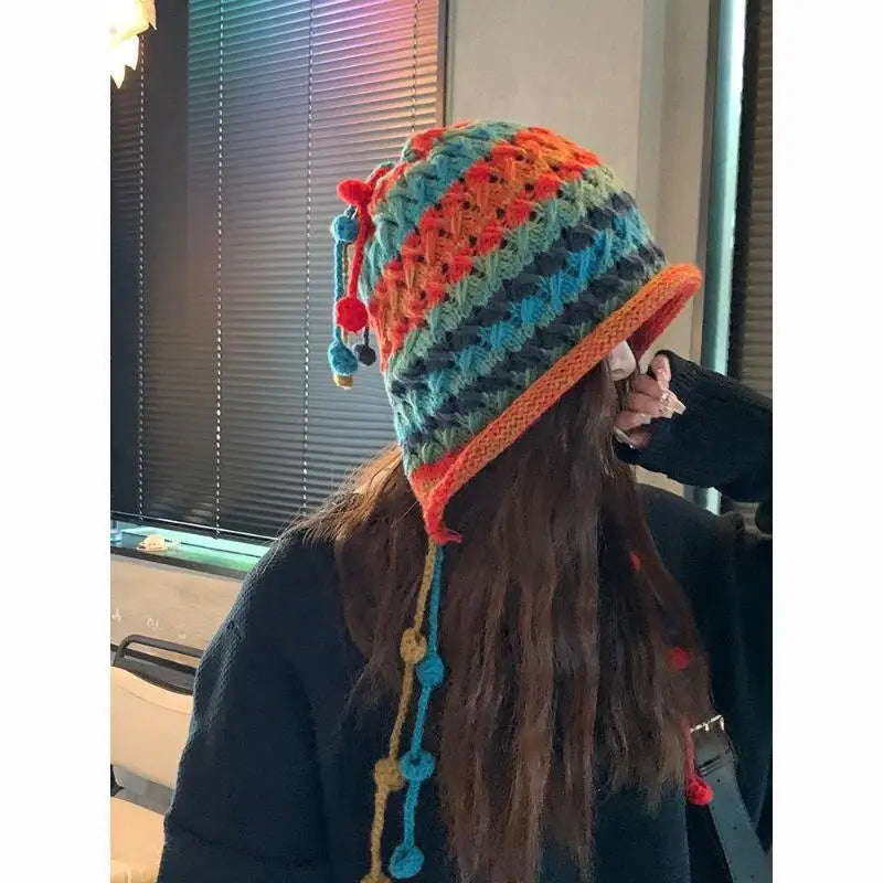 Women's Cute Bear Plush Knitted Hat | Cozy Winter Beanie