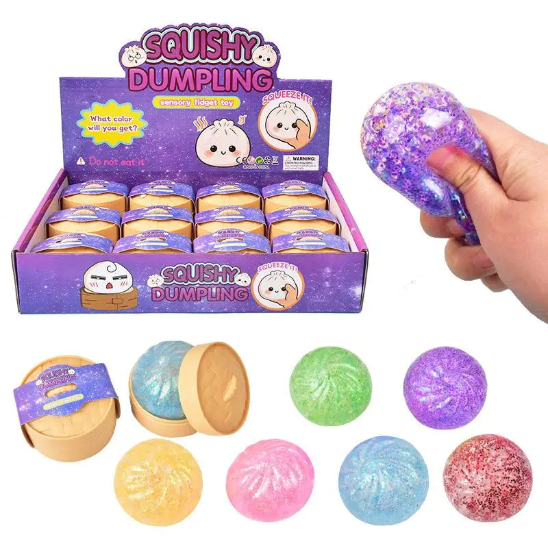 1/2Pcs Slow Rebound Soft Pinch Decompression Toys Simulation Flash Dumpling Pressure Ball Office Home Decor Children Adults Gift