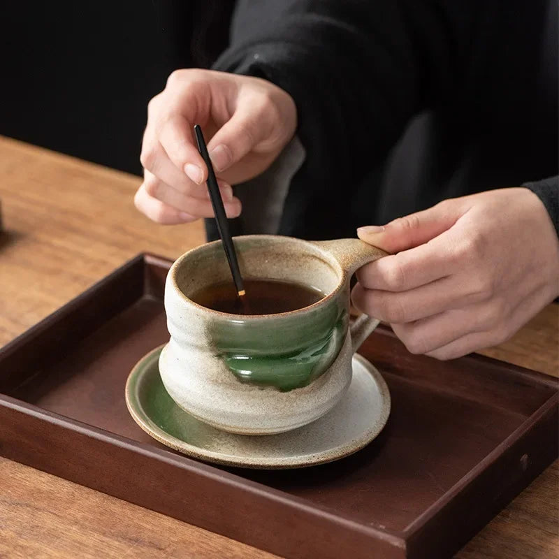 Taza de Cerámica Creativa | Taza de Café de Diseño Japonés Minimalista