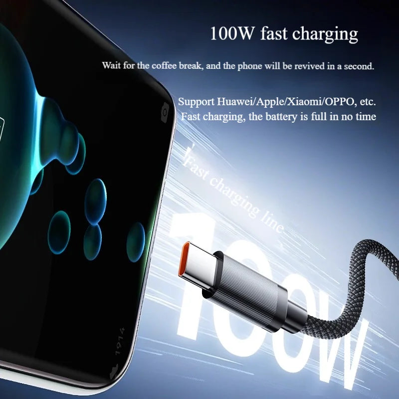 Dual-Port Type-C Cable | 100W Fast Charging for All Devices