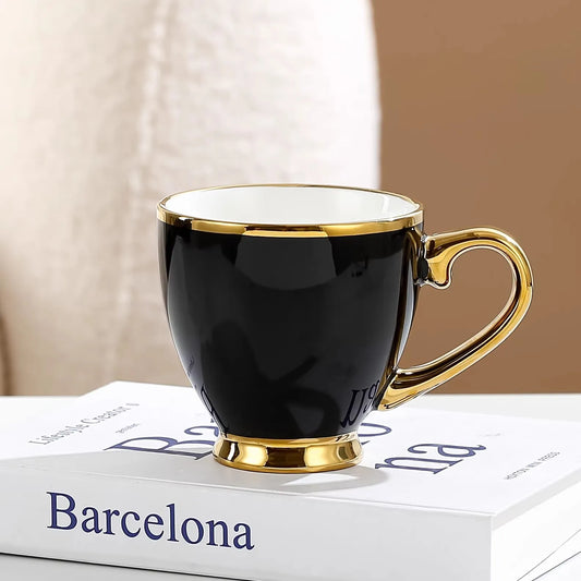 Juego de tazas de café retro japonesas con diseño floral de 280 ml | Vajilla elegante