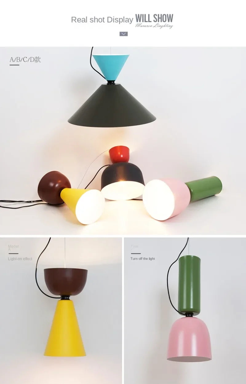 Danish Macaron Colors Pendant Lamp | Creative LED Indoor Lighting