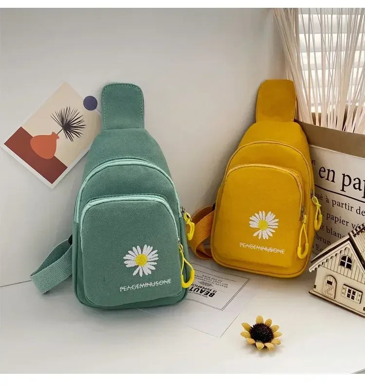 Stylish Embroidered Canvas Chest Bag | Women’s Daily Crossbody Bag
