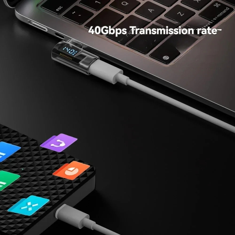Right Angle USB C Adapter | 40Gbps Data Transfer & 8K Video
