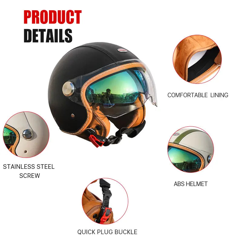 Unisex Open Face Motorcycle Helmet with Double Visors | Safe & Stylish