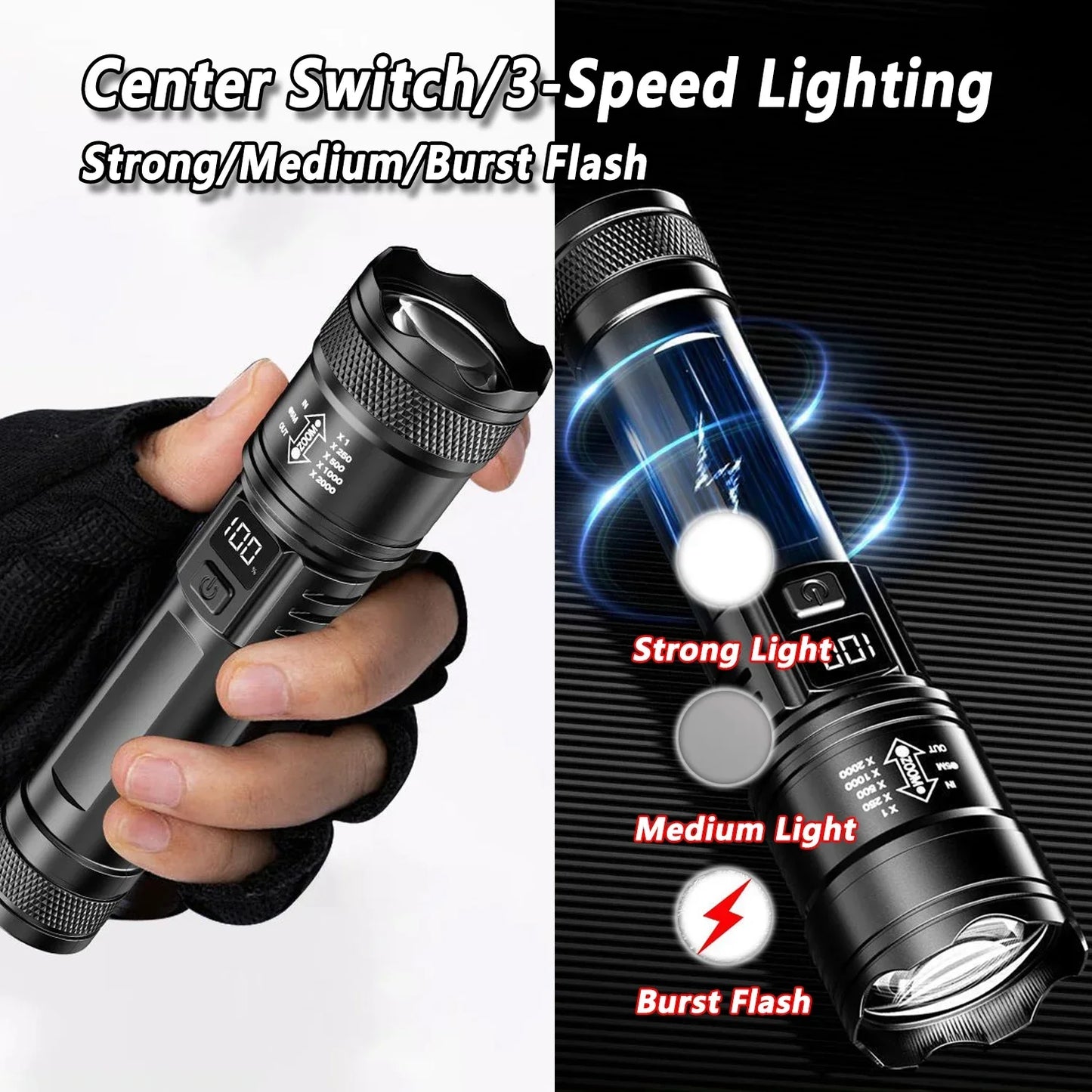 2000LM Ultra Bright Tactical Flashlight | Emergency Ready Lighting
