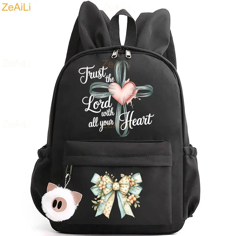 Retro Wolf Head Paw Backpack | Stylish Casual School Rucksack