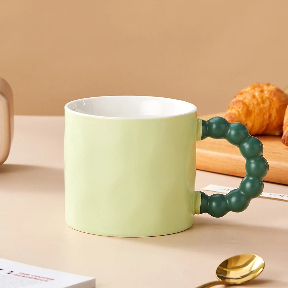 Elegant Ceramic Coffee Cup with Pearl Handle | Perfect for Home & Office