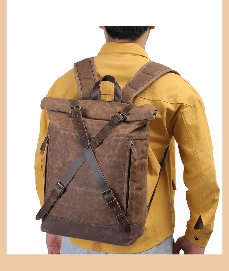 Retro Waterproof Oil Wax Canvas Travel Backpack | Unisex Design