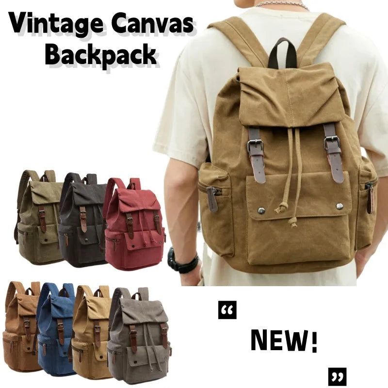 Vintage Canvas Backpack | Spacious Hiking & Travel Bag