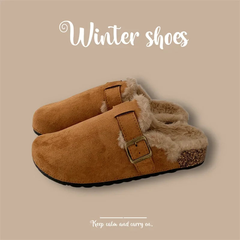 Cozy Winter Fur Clogs Slippers for Women | Plush Indoor/Outdoor