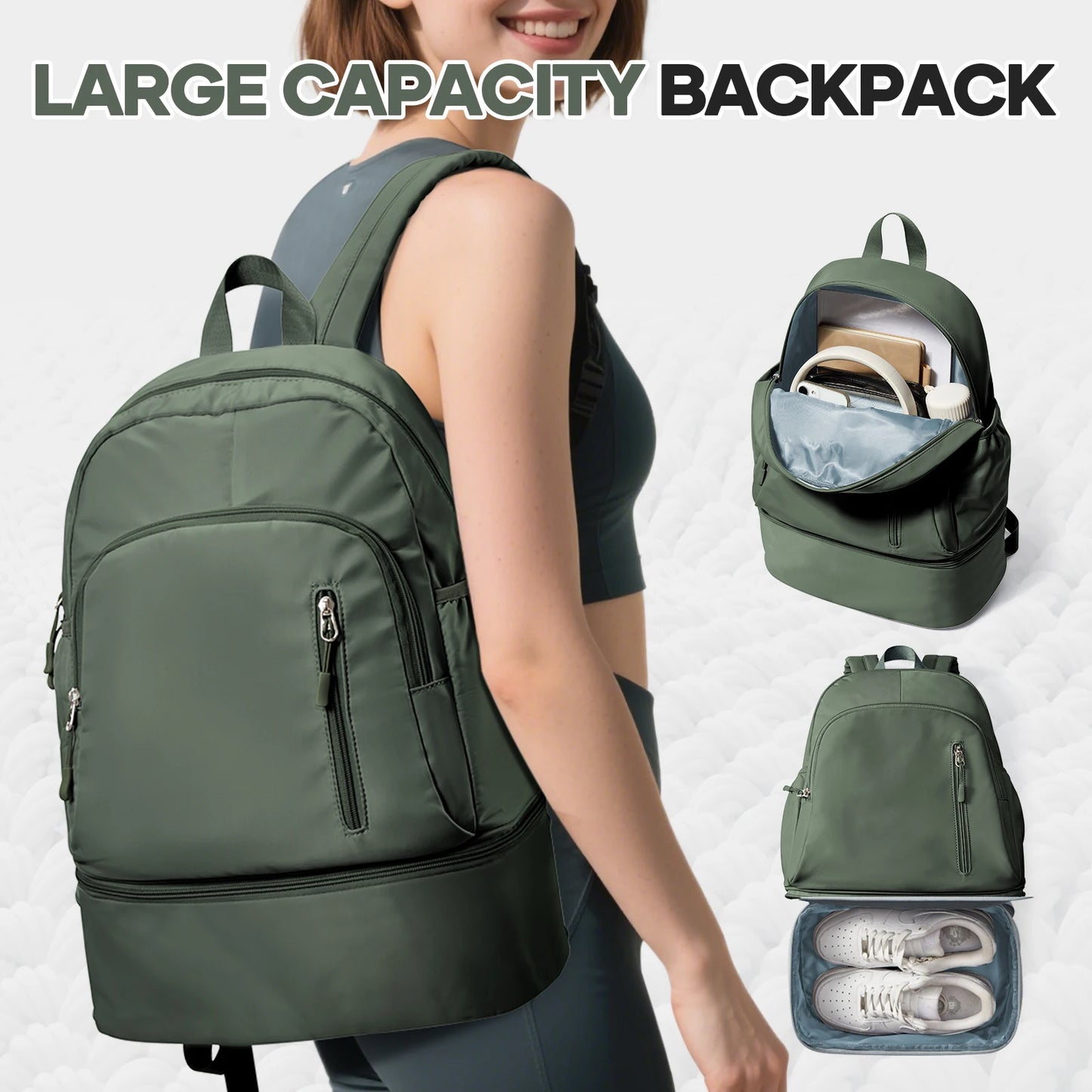 Versatile Waterproof Gym Backpack with Shoe Compartment
